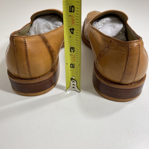 GIORGIO BRUTINI Mens 10 Loafers Private Collection Tan Leather Square Toe - Picture 10 of 12